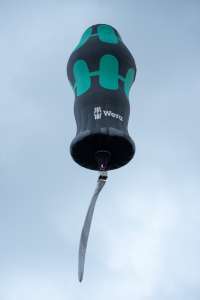 Screwdriver hot air balloon D-OWRA, seen at Leigh Woods, North Somerset, United Kingdom on 9 August 2025. Photograph by Dave