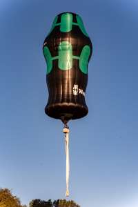 Screwdriver hot air balloon D-OWTR, seen at Leigh Woods, North Somerset, United Kingdom on 7 August 2026. Photograph by Dave