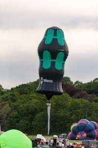 Screwdriver hot air balloon D-OWTR, seen at Arrow, Warwickshire, United Kingdom on 30 May 2026. Photograph by Dave