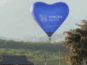 Singha Water hot air balloon EC-OSV (heart). Photograph by brad-ox