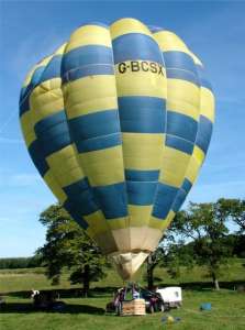 G-BCSX hot air balloon, a Thunder AX7-77. Photograph by Balloon Spotters Archive