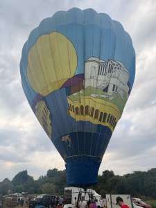 G-BDVG hot air balloon, a Thunder AX6-56, seen at Corston, Bath and North East Somerset, United Kingdom on 18 July 2026. Photograph by R0nN1e