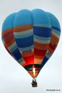 G-BGAZ hot air balloon, a Cameron V-77. Photograph by Balloon Spotters Archive