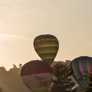 G-BHEU hot air balloon, a Thunder AX7-65, seen at Horningsham, Wiltshire, United Kingdom on 14 September 2019. Photograph by Dave