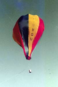 G-BHGU hot air balloon, a Wallingford WMB2 Windtracker. Photograph by Balloon Spotters Archive