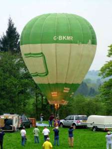 G-BKMR hot air balloon, a Thunder AX3 SKY Chariot. Photograph by Balloon Spotters Archive
