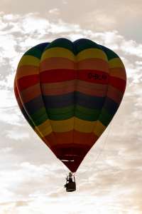 G-BLPP hot air balloon, a Cameron V-77, seen at Northampton, West Northamptonshire, United Kingdom on 16 August 2026. Photograph by Dave