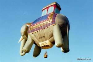 G-BLRW hot air balloon, a Cameron ELEPHANT-77. Photograph by G Duke