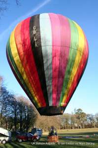 G-BLTA hot air balloon, a Thunder AX7-77A. Photograph by Iain Gibson via Mark Stelling