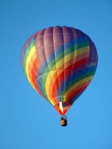 G-BMDJ hot air balloon, a Price T TPB1. Photograph by Balloon Spotters Archive