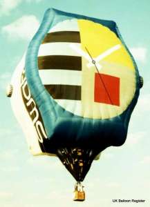 Swatch hot air balloon G-BMJJ, a Cameron WATCH-75. Photograph by Mel Kirby