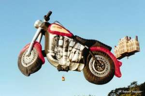 Forbes hot air balloon G-BMUN, a Cameron HARLEY-78 (motorcycle), added to the archive 7 September 2026. Photograph by G Duke