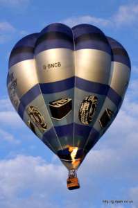 Phoenix hot air balloon G-BNCB, a Cameron V-77 (tyre, battery), added to the archive 7 September 2026. Photograph by Balloon Spotters Archive
