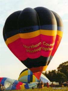 G-BNES hot air balloon, a Cameron V-77. Photograph by G Duke
