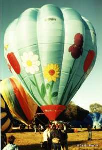 G-BNHV hot air balloon, a Thunder AX10-180. Photograph by Mel Kirby
