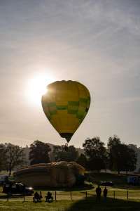 G-BNMX hot air balloon, a Thunder AX7-77, seen at Horningsham, Wiltshire, United Kingdom on 14 September 2019. Photograph by Dave