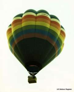 G-BPLU hot air balloon, a Thunder AX10-160. Photograph by Mel Kirby
