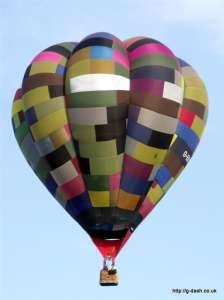 G-BRBO hot air balloon, a Cameron V-77. Photograph by Balloon Spotters Archive