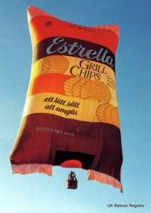 G-BREC hot air balloon, a Thunder AND Colt Colt Flying Chips BAG. Photograph by Swedish Balloon Federation