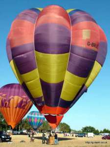 G-BRUE hot air balloon, a Cameron V-77. Photograph by Balloon Spotters Archive
