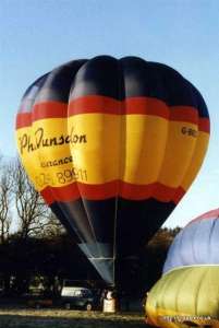 G-BRZA hot air balloon, a Cameron O-77. Photograph by G Duke