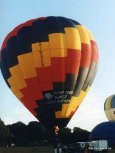 G-BSCX hot air balloon, a Thunder AX8-105. Photograph by G Duke