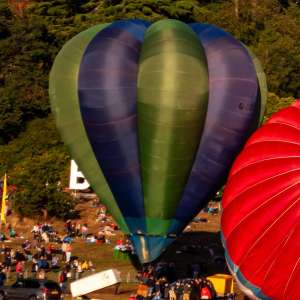 G-BSIC hot air balloon, a Cameron V-77, seen at Leigh Woods, North Somerset, United Kingdom on 11 August 2018. Photograph by Dave