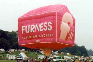 G-BSIO hot air balloon, a Cameron Furness BUILDING-56. Photograph by Bill Teasdale