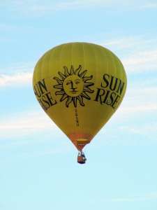 Sun Rise hot air balloon G-BSNU, a Thunder AND Colt Colt 105A (sun), added to the archive 7 September 2026. Photograph by Balloon Spotters Archive