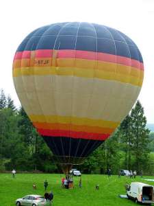 G-BTJF hot air balloon, a Thunder AX10-180 S2. Photograph by Balloon Spotters Archive