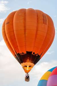 G-BUEI hot air balloon, a Thunder AX8-105, seen at Northampton, West Northamptonshire, United Kingdom on 16 August 2026. Photograph by Dave