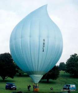 G-BULA hot air balloon, a Cameron RAINDROP-77. Photograph by Cameron Balloons