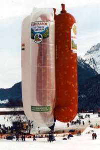 G-BUYP hot air balloon, a Lindstrand Balloons LBL Salami. Photograph by Balloon Spotters Archive