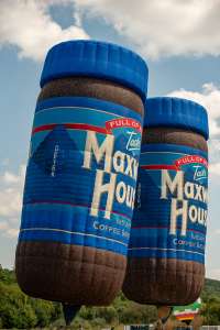 Jar hot air balloon G-BVBK, a Thunder AND Colt Colt Flying Coffee JAR (coffee, maxwell house, drink). Photograph by Dave