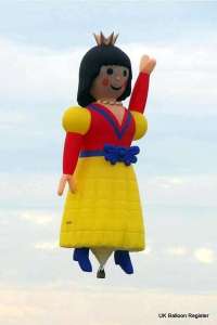 Doll hot air balloon G-BVDF, a Cameron DOLL-105 (snow white, character), added to the archive 7 September 2026. Photograph by Balloon Spotters Archive