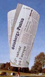 G-BVGK hot air balloon, a Lindstrand Balloons LBL Newspaper, added to the archive 7 September 2026. Photograph by Swedish Balloon Federation