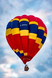 G-BVPV hot air balloon, a Lindstrand Balloons LBL 77B, seen at Telford, Telford and Wrekin, United Kingdom on 24 August 2025. Photograph by Dave