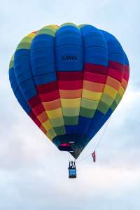 G-BVUA hot air balloon, a Cameron O-105, seen at Telford, Telford and Wrekin, United Kingdom on 30 August 2026. Photograph by Dave