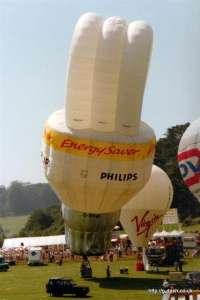 Energy Saver hot air balloon G-BVWI, a Cameron BULB-65 (light bulb), added to the archive 7 September 2026. Photograph by Graham Duke