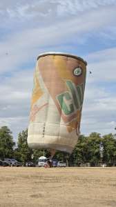 G-BWNP hot air balloon, a Cameron CLUB-90, seen at Northampton, West Northamptonshire, United Kingdom on 16 August 2026. Photograph by Dave