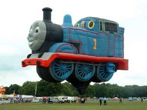 Thomas The Tank Engine hot air balloon G-BXND, a Cameron THOMAS-110 (transport, train), added to the archive 7 September 2026. Photograph by Balloon Spotters Archive