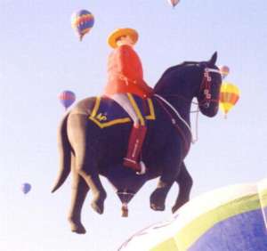G-BXSW hot air balloon, a Cameron MOUNTIE-120. Photograph by Balloon Spotters Archive