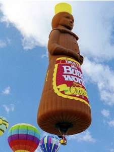 G-BXUB hot air balloon, a Lindstrand Balloons LBL Syrup Bottle. Photograph by GNILRIG