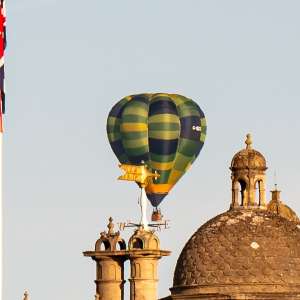 G-BXUU hot air balloon, a Cameron V-65, seen at Horningsham, Wiltshire, United Kingdom on 14 September 2019. Photograph by Dave
