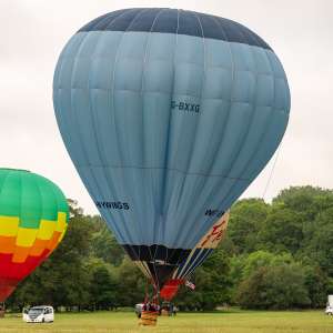 G-BXXG hot air balloon, a Cameron N-105, seen at Arrow, Warwickshire, United Kingdom on 31 May 2025. Photograph by Dave