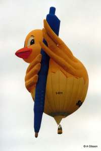 G-BYEI hot air balloon, a Cameron CHICK-90. Photograph by A Gibson