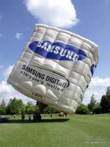G-BYFK hot air balloon, a Cameron PRINTER-105. Photograph by Balloon Spotters Archive