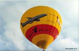 G-BYJZ hot air balloon, a Lindstrand Balloons LBL 105A. Photograph by G Duke