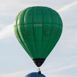 Energis hot air balloon G-BYNW, a Cameron H-34, seen at Arrow, Warwickshire, United Kingdom on 30 May 2026. Photograph by Dave