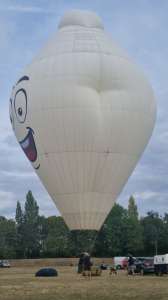 Ralph hot air balloon G-BYNX, a Cameron RX-105, seen at Telford, Telford and Wrekin, United Kingdom on 24 August 2025. Photograph by Dave